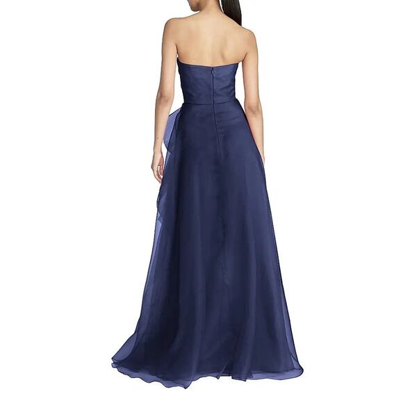 Theia Teresa Draped Tulle Strapless Gown - 12 - Picture 4 of 5
